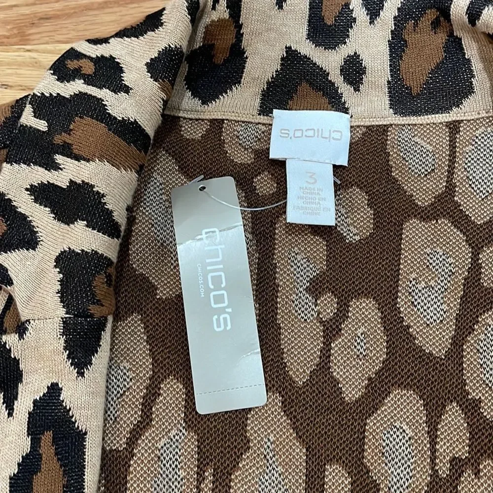 Chico’s Belted Animal Jacquard Mabel Cardigan Size 3 - Picture 12 of 12